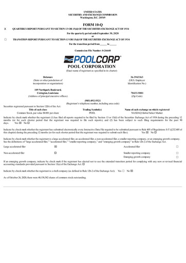 Thumbnail POOLCORP Quarterly Report 2020-q3