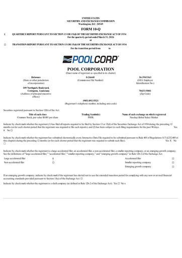 Thumbnail POOLCORP Quarterly Report 2026-q1