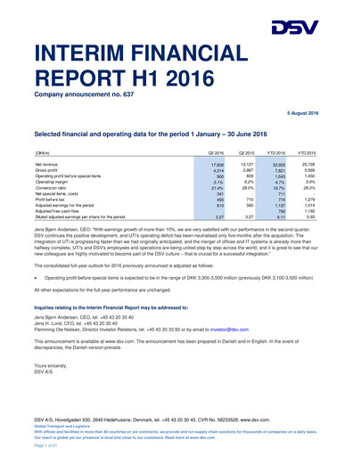 Thumbnail DSV Half-year Report 2016-h1