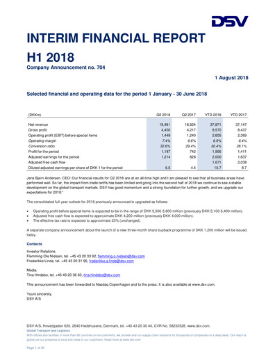 Thumbnail DSV Half-year Report 2018-h1