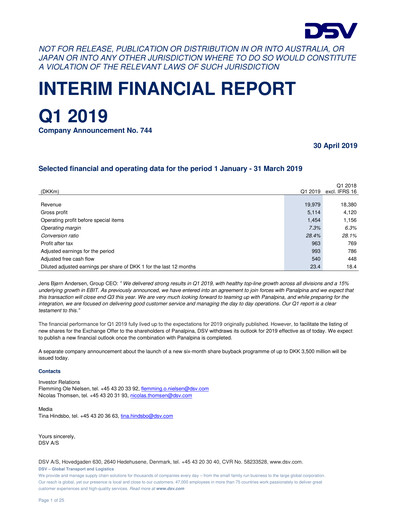 Thumbnail DSV Quarterly Report 2019-q1