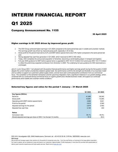 Miniature DSV Rapport trimestriel 2025-q1