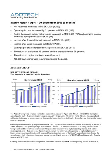 Thumbnail Addtech AB Half-year Report 2006-h1
