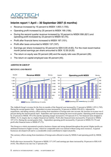 Thumbnail Addtech AB Half-year Report 2007-h1