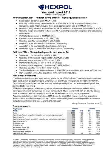 Thumbnail HEXPOL AB Financial Report 2014