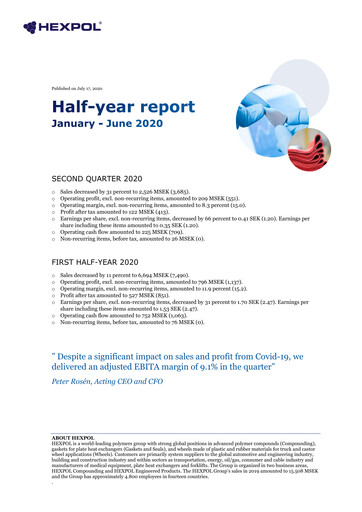 Thumbnail HEXPOL AB Half-year Report 2020-h1