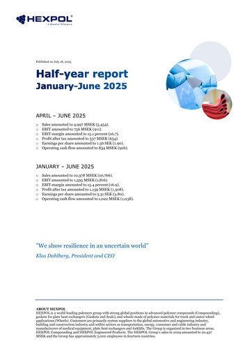 Thumbnail HEXPOL AB Half-year Report 2025-h1