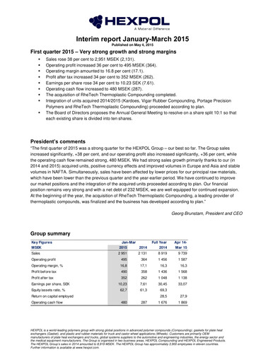 Thumbnail HEXPOL AB Quarterly Report 2015-q1