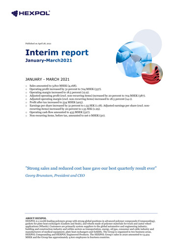 Thumbnail HEXPOL AB Quarterly Report 2021-q1
