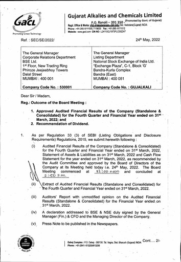 Thumbnail Gujarat Alkalies and Chemicals Financial Statement 2021-2022