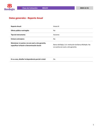 Vorschaubild Banco del Bajío Jahresbericht 2024