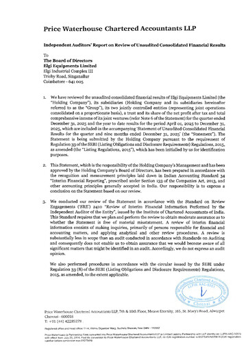 Miniature Elgi Equipments
 Rapport trimestriel 2025-q3
