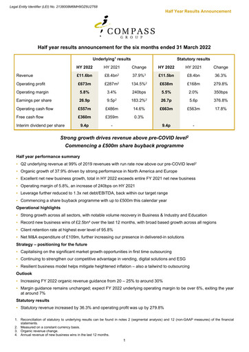 Thumbnail Compass Group Half-year Report 2022-h1