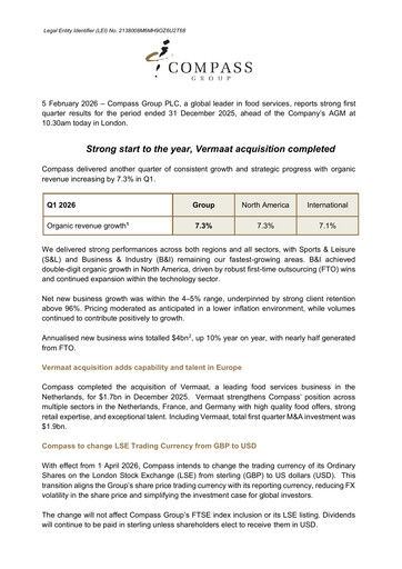 Thumbnail Compass Group Quarterly Report 2026-q1