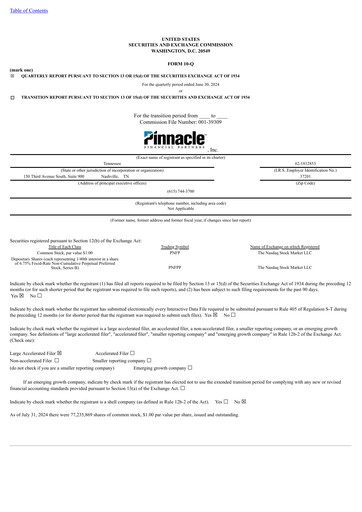 Thumbnail Pinnacle Financial Partners
 Quarterly Report 2024-q2