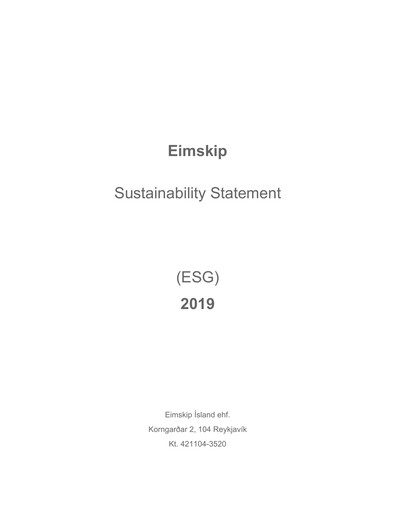 Thumbnail Eimskipafélag Íslands ESG Report 2019