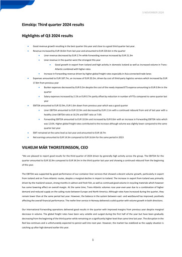 Vorschaubild Eimskipafélag Íslands Quartalsbericht 2024-q3