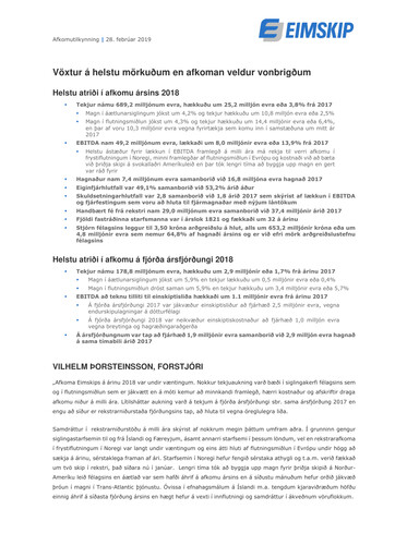 Thumbnail Eimskipafélag Íslands Quarterly Report 2018-q4