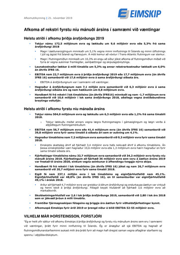 Thumbnail Eimskipafélag Íslands Quarterly Report 2019-q3