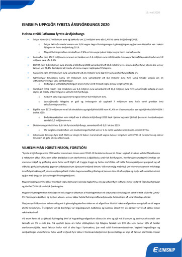 Miniature Eimskipafélag Íslands Rapport trimestriel 2020-q1