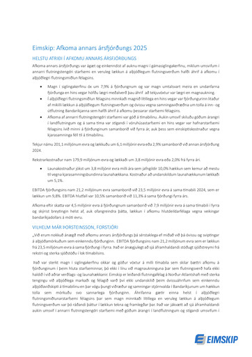 Miniature Eimskipafélag Íslands Rapport trimestriel 2025-q2
