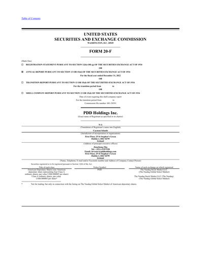 Thumbnail PDD Holdings (Pinduoduo) Annual Report 2022