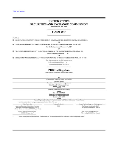 Thumbnail PDD Holdings (Pinduoduo) Annual Report 2023