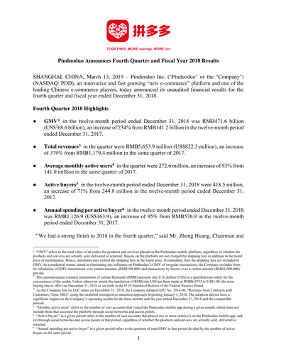 Thumbnail PDD Holdings (Pinduoduo) Financial Statement 2018-q4