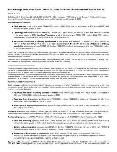 Thumbnail PDD Holdings (Pinduoduo) Financial Statement 2022-q4