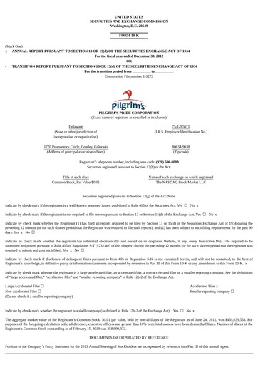 Thumbnail Pilgrim's Pride
 Annual Report 2012