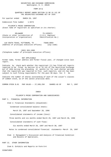 Thumbnail Pilgrim's Pride
 Quarterly Report 1997-q2