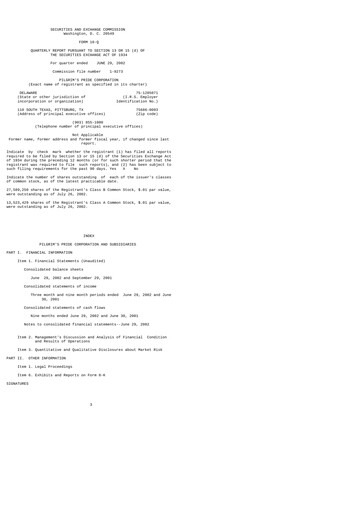 Thumbnail Pilgrim's Pride
 Quarterly Report 2002-q3