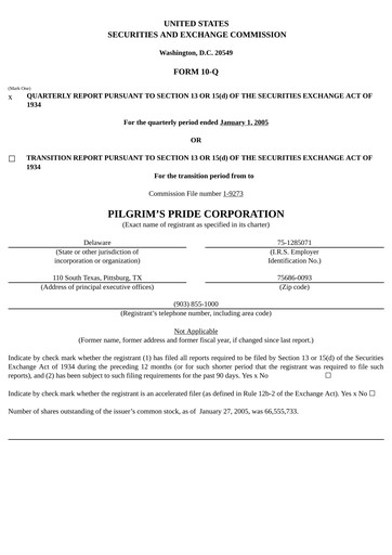 Thumbnail Pilgrim's Pride
 Quarterly Report 2005-q1