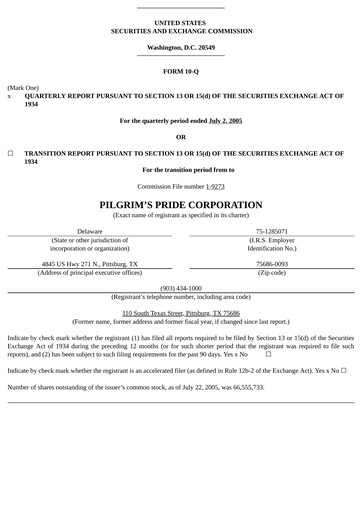 Thumbnail Pilgrim's Pride
 Quarterly Report 2005-q3