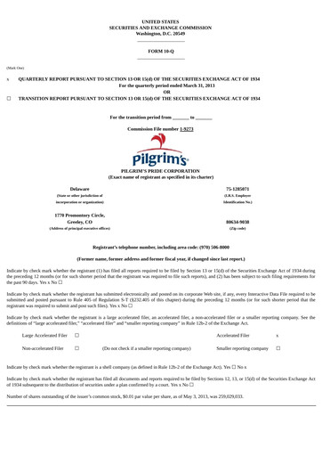 Thumbnail Pilgrim's Pride
 Quarterly Report 2013-q1