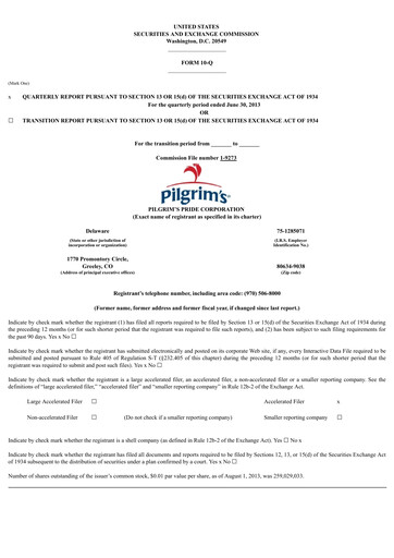 Thumbnail Pilgrim's Pride
 Quarterly Report 2013-q2