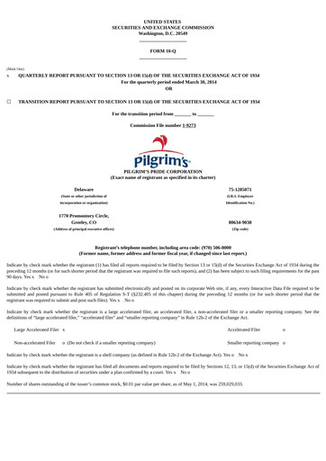 Thumbnail Pilgrim's Pride
 Quarterly Report 2014-q1