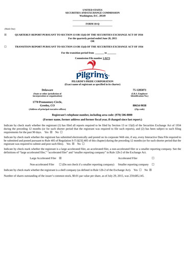 Thumbnail Pilgrim's Pride
 Quarterly Report 2015-q2