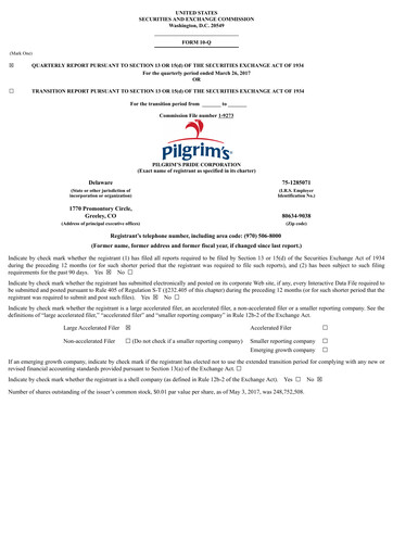 Thumbnail Pilgrim's Pride
 Quarterly Report 2017-q1