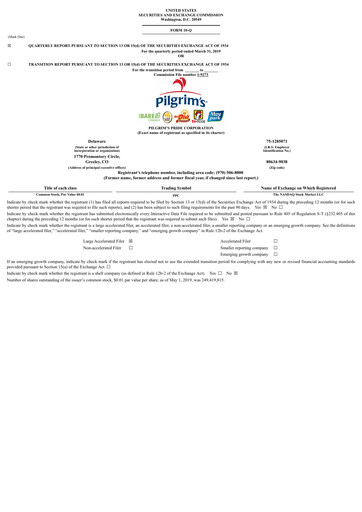 Thumbnail Pilgrim's Pride
 Quarterly Report 2019-q1