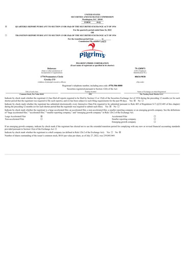 Thumbnail Pilgrim's Pride
 Quarterly Report 2022-q2