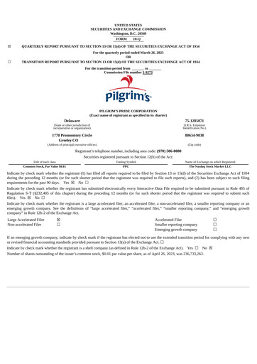 Thumbnail Pilgrim's Pride
 Quarterly Report 2023-q1