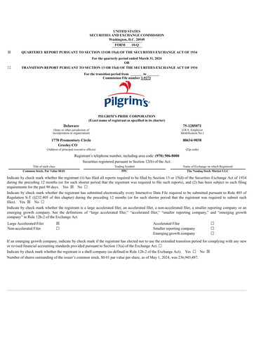 Thumbnail Pilgrim's Pride
 Quarterly Report 2024-q1