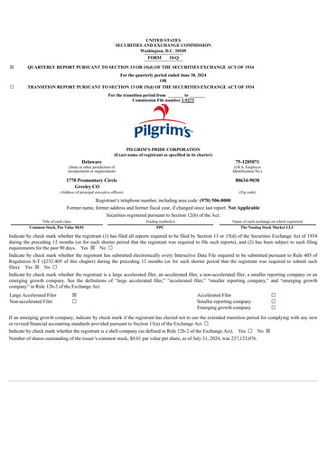 Thumbnail Pilgrim's Pride
 Quarterly Report 2024-q2