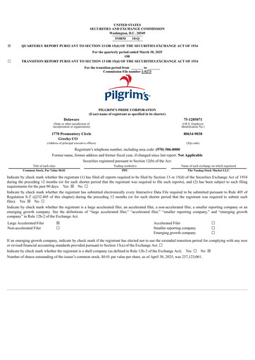 Thumbnail Pilgrim's Pride
 Quarterly Report 2025-q1