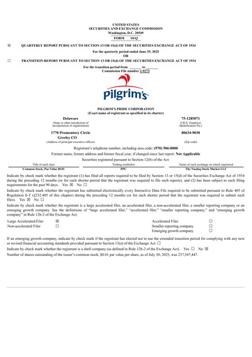Thumbnail Pilgrim's Pride
 Quarterly Report 2025-q2