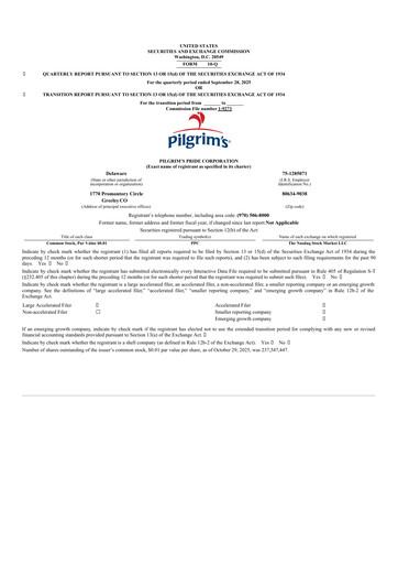 Thumbnail Pilgrim's Pride
 Quarterly Report 2025-q3