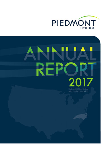 Thumbnail Piedmont Lithium Annual Report 2017