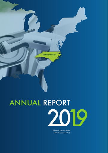 Thumbnail Piedmont Lithium Annual Report 2019