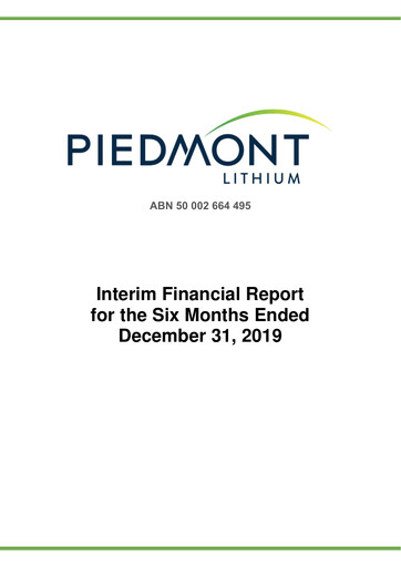 Thumbnail Piedmont Lithium Half-year Report 2019-h2